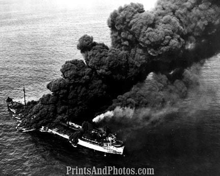 WWII Axis Submarine Torpedoes US Tanker 1319 WWII Axis Submarine Torpedoes US Tanker 1319