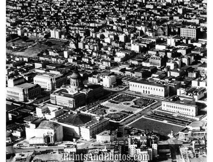 San Francisco 50s Aerial  City Hall 1756