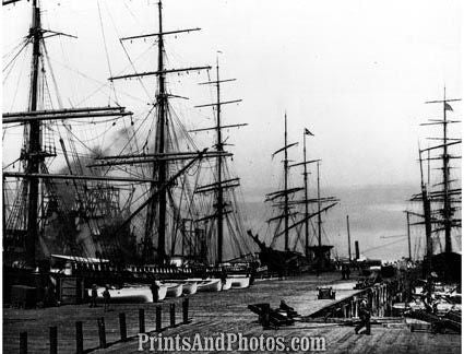 SCHOONERS Moored SF Wharf 1900 2625