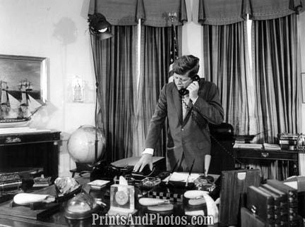 John F Kennedy  on Phone Standing 2805