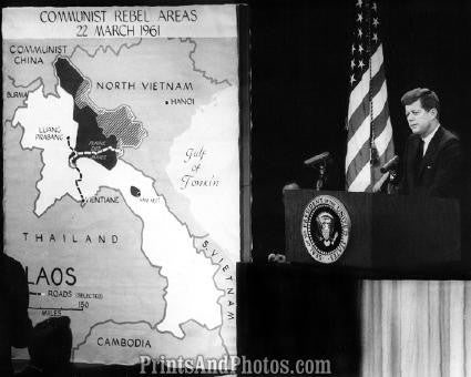 JFK Shows Viet Communist Map 2832