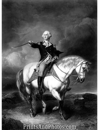 GEORGE WASHINGTON on Horseback Print 2988