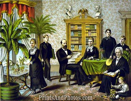 Pres James GARFIELD & Family in Library 3247