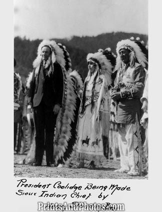 Pres Coolidge Is Made Sioux Chief 3251