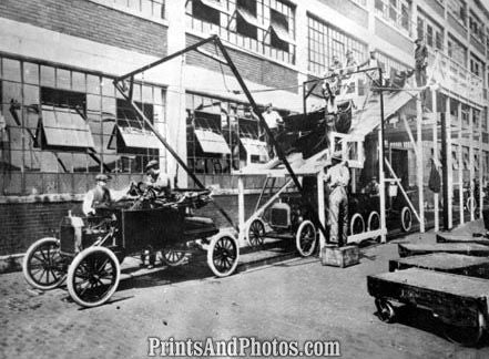 Old Time Cars Rolling Off Assembly Line 3474