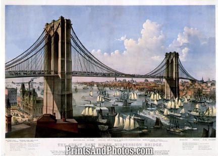 Currier & Ives Brooklyn Bridge Print 1058