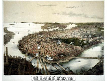 Historical Aerial Boston Print 4548