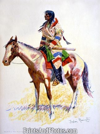 Indian on Horseback Color Drawing  4624