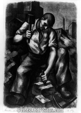 Fine Art Print Worker with Mallet 4721
