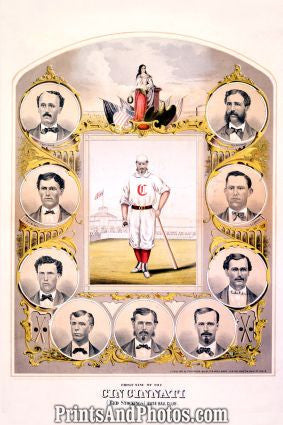 Early Cincinnati Red Stocking Print 6056