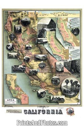 California Birds Eye View 1890s Map 6505 California Birds Eye View 1890s Map 6505