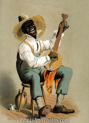 Plantation Banjo Player Print 6879