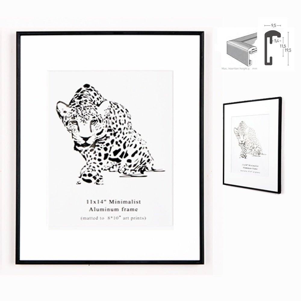 Classic minimalist aluminum 11x14 inch wall hanging metal photo frame certificate frame fits 8x10 inch photos - Prints and Photos