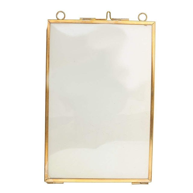 Vintage Hanging Metal Photo Frame + Glass and 2 Glass Side gold + transparent - Prints and Photos