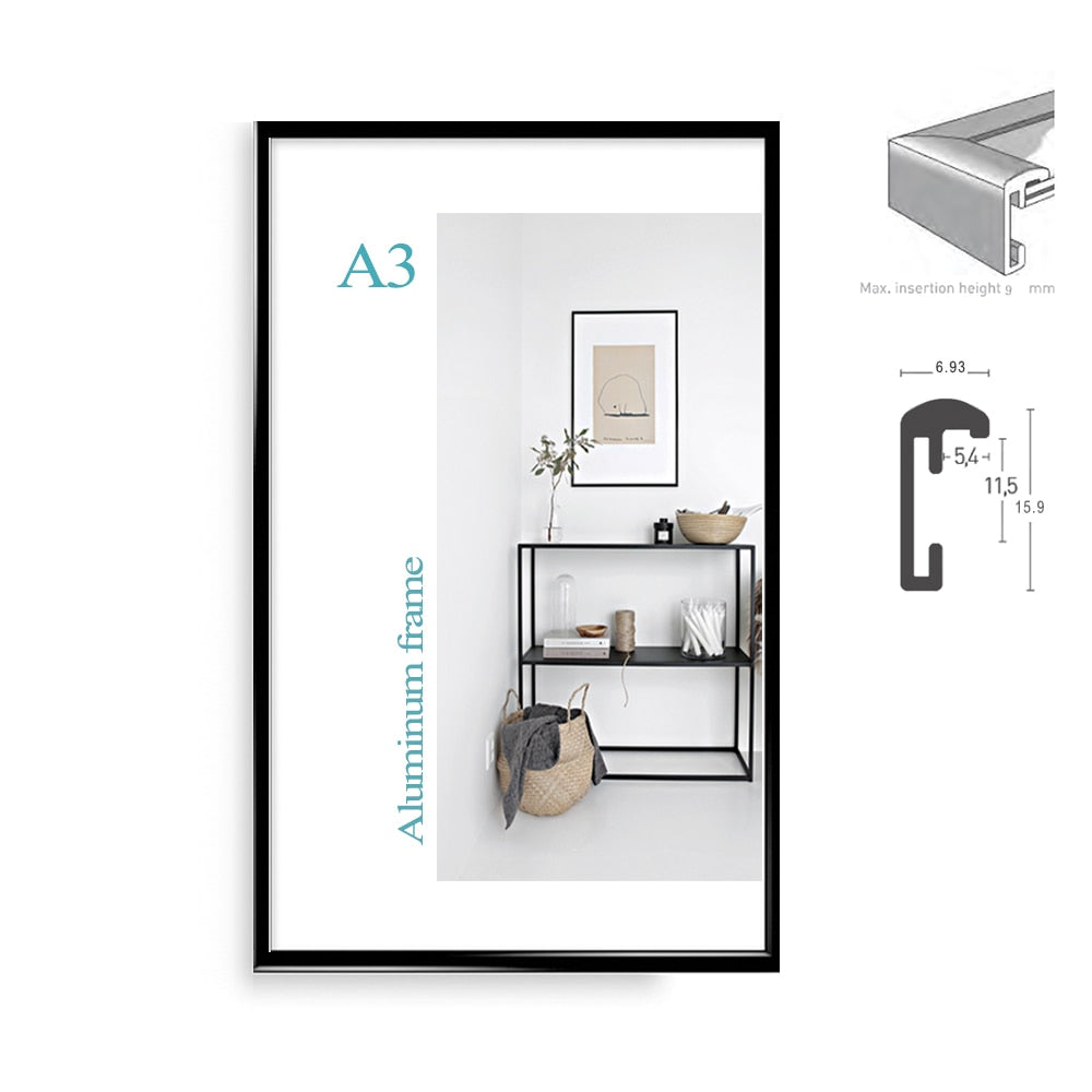 Classic minimalist aluminum A5  A4  A3  8.5x11" 20x30cm poster frame for wall hanging metal photo frame certificate frame - Prints and Photos