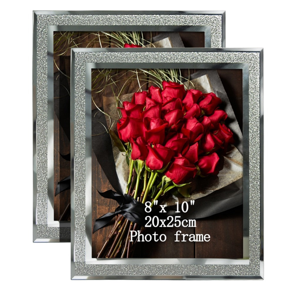 Giftgarden 8x10" Glass Frames with Silver Side Picture Frame Sets Home DecorTable Ornaments, Set of 2Pcs - Prints and Photos
