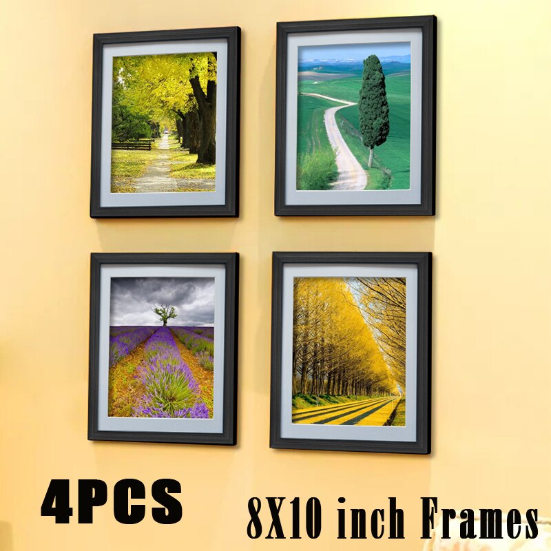 Giftgarden 8x10" Black Picture Frame Set Wall Photo Frame Set Home Decoration Set of 4 Pcs - Prints and Photos