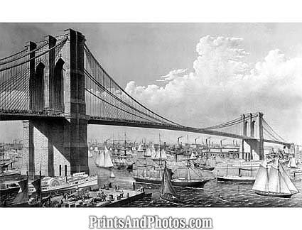 Currier & Ives Brooklyn Bridge Print 1058
