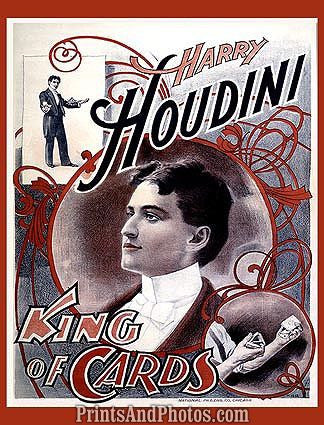 HARRY HOUDINI King of Cards Great Print 1098