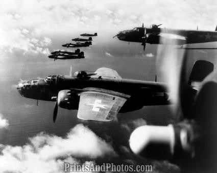 WWI Air Force Aerial  B-25s Flying 1202
