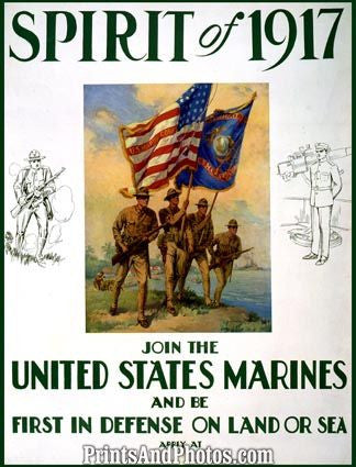 WWI Spirit 1917 Join Marines War Print 1248