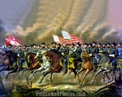 CIVIL WAR Grant & Generals on Horseback 1255