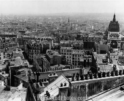 Paris France Elevated View 50s  1740