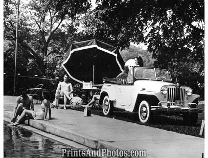 1948 Willys Jeepster Poolside  2053 - Prints and Photos