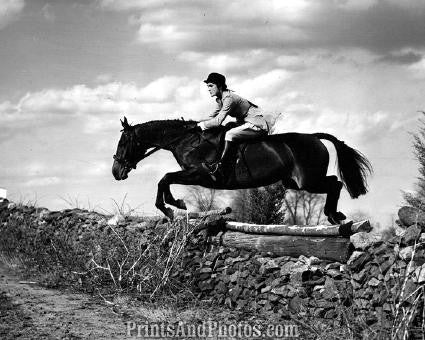 Jackie Kennedy & Horse Jump 1958  2237
