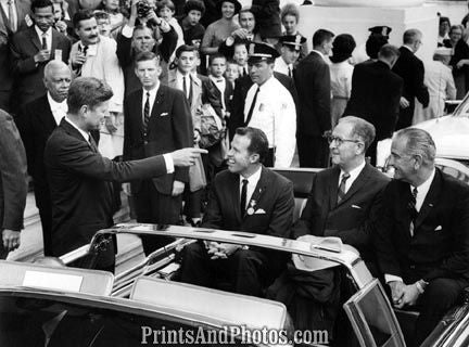 John F Kennedy Points to Limo Seat 2274