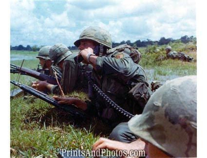 Vietnam Soldiers Lie Down Field  2487