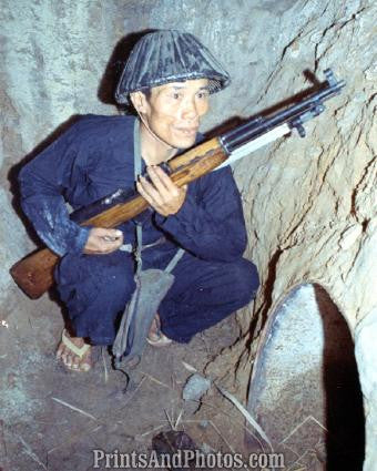 Vietnam Viet Cong in Bunker  2496