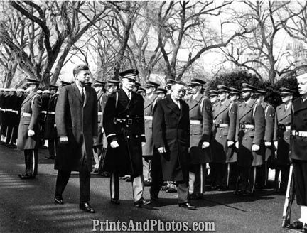 John F Kennedy Walking w/ Soldiers  2827