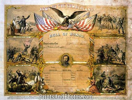 Civil War Cumberland Roll of Honor  3244