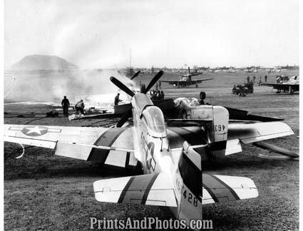 Marines WWII Burning Mustang Iwo Jima 4067