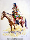 Indian on Horseback Color Drawing  4624