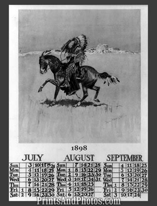 1898 Calendar Cheyenne Chief  5409 - Prints and Photos