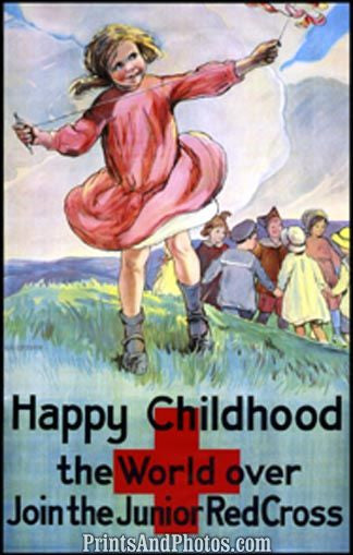 Happy Childhood Red Cross Print 6079