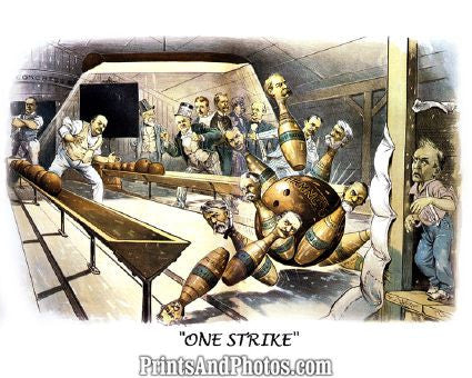 One Strike Early Bowling Print 6442