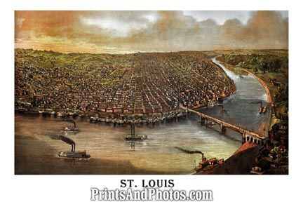 ST LOUIS 1800s Birds Eye View  6506