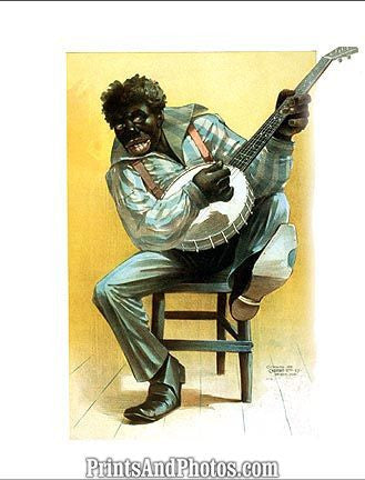 African American 1800s Banjo Print 6818