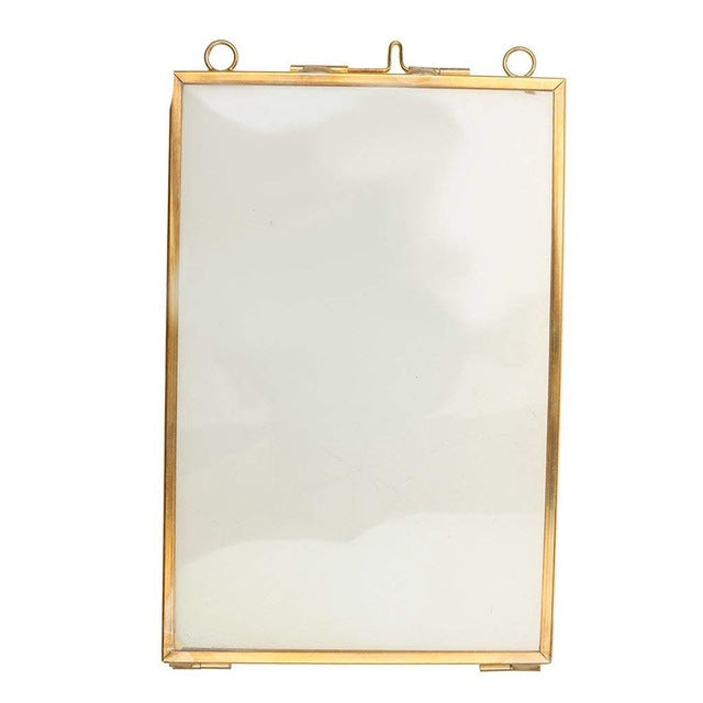 Vintage Hanging Metal Photo Frame + Glass and 2 Glass Side gold + transparent